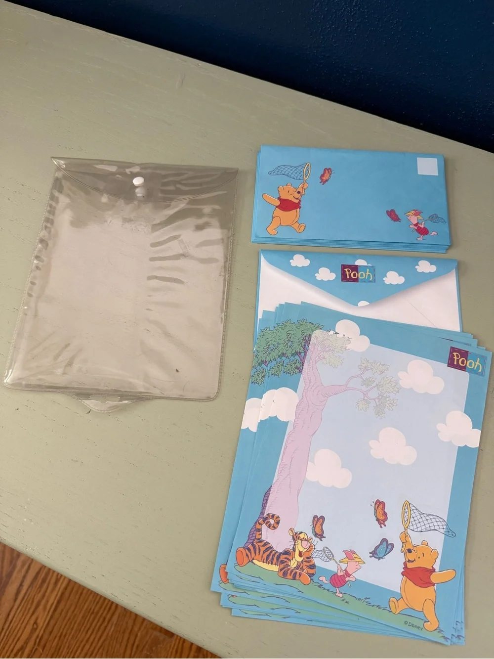 Vintage 1990s Y2K Winnie the Pooh Stationery Set Envelopes and Paper in Pouch